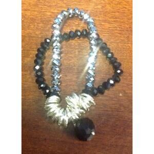 Black & Silver Elastic Bracelet Fashion Jewelry